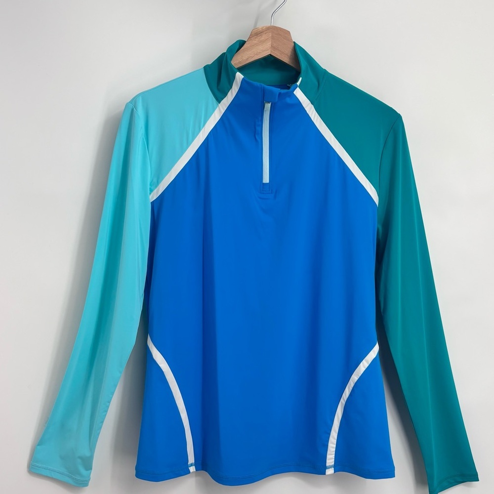 G/ Fore Color Block Silky Tech 1/4  zip golf tennis pullover Catalina women Sz M - Picture 2 of 11